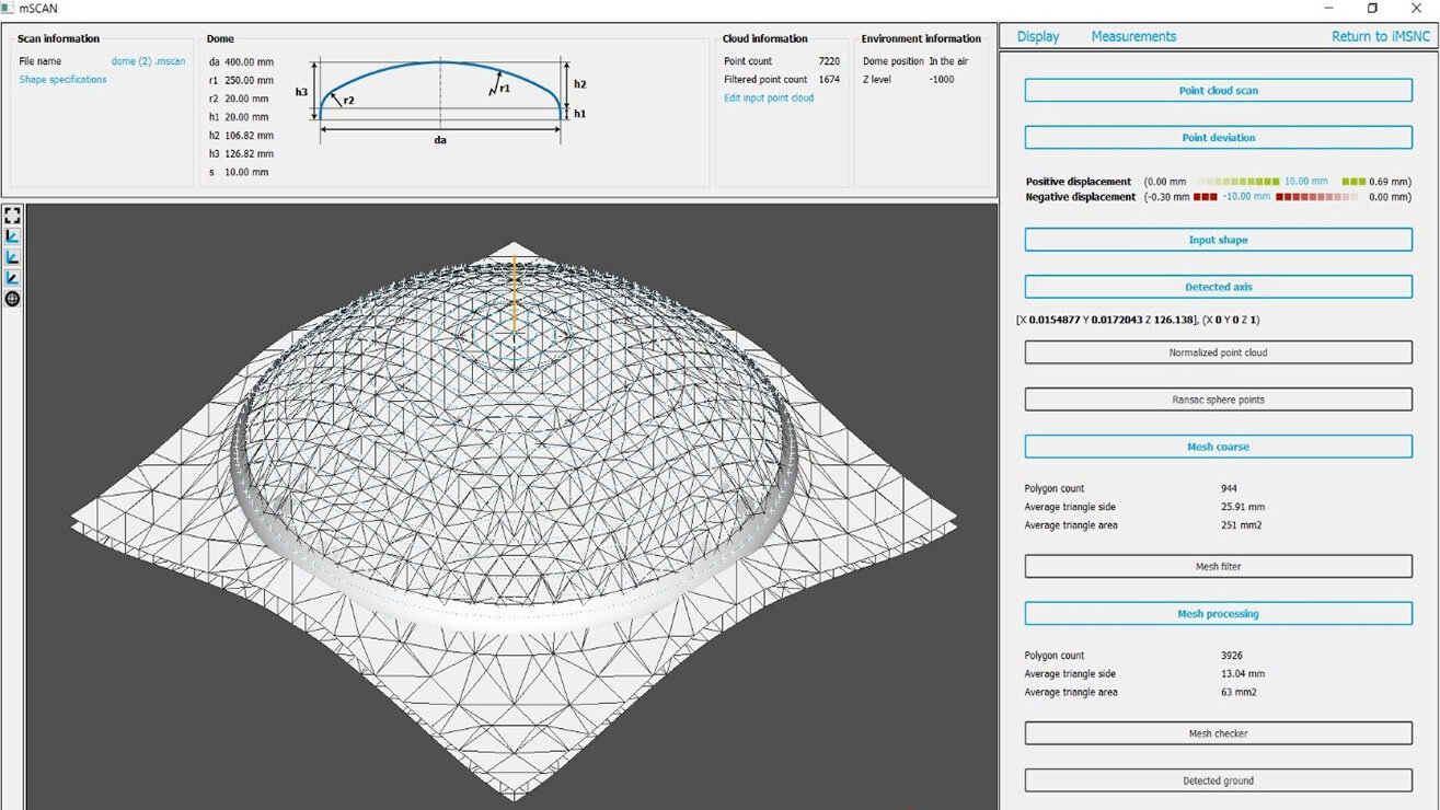 Precise dome processing with mScan