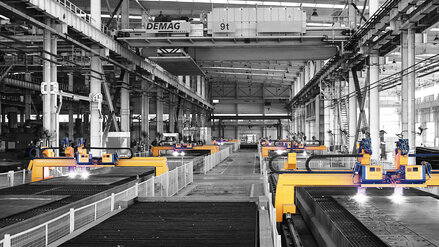 Die automatisierte Produktionslinie von MicroStep & Terex (Demag-Kransysteme).