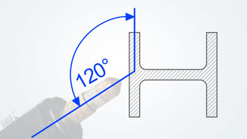 Volle Flexibilität dank 120° schwenkbarem Fasenschneidkopf